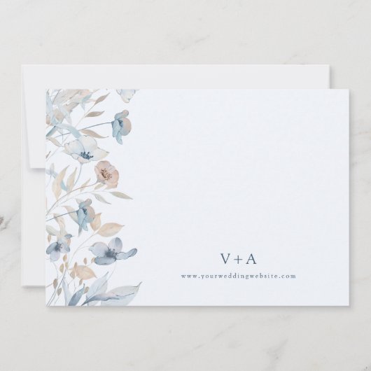Dusty Blue Floral Foto Save The Date (Rückseite)