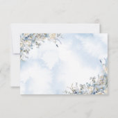 Dusty Blue Floral Foto Wasserfarbe Hochzeit Save The Date (Rückseite)