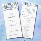 Dusty Blue Floral French Christian Wedding Program Programm
