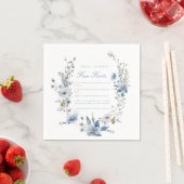 Dusty Blue Floral Fun Fakten Hochzeit Serviette (Beispiel)