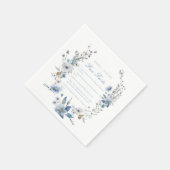 Dusty Blue Floral Fun Fakten Hochzeit Serviette (Ecke)