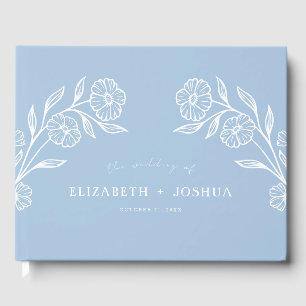 Dusty Blue Floral Fusion Gästebuch