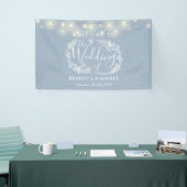 Dusty Blue Floral Garland Script Wedding Banner (Messeveranstaltung)