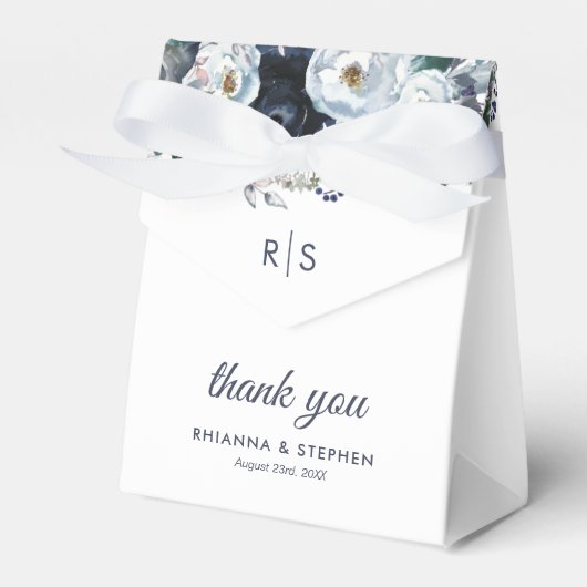 Dusty Blue Floral Gastgeschenk Hochzeit Box Geschenkschachtel (Vorderseite)