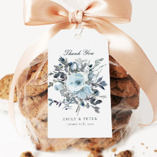 Dusty Blue Floral Gastgeschenk Hochzeit Geschenkanhänger