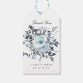 Dusty Blue Floral Gastgeschenk Hochzeit Geschenkanhänger (Vorderseite)