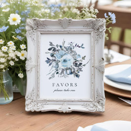 Dusty Blue Floral Gastgeschenke Hochzeiten unterze Poster