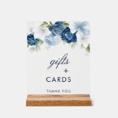 Dusty Blue Floral Geschenke und Karten Hochzeit Acrylschild (Vorderseite)