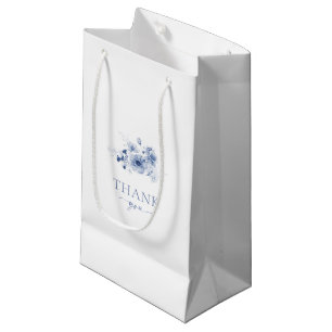 Dusty Blue Floral Geschenktasche Kleine Geschenktüte