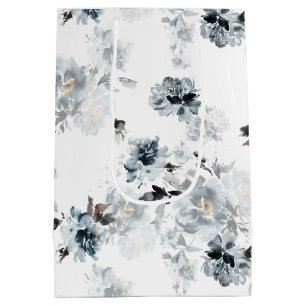 Dusty Blue Floral Geschenktasche Mittlere Geschenktüte