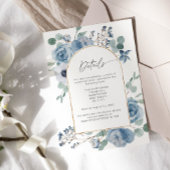 Dusty blue floral gold arch Save the date Einladung