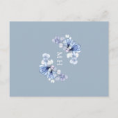 Dusty Blue Floral Gold Bestätigung Einladung Postkarte (Rückseite)