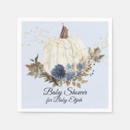 Dusty Blue Floral Gold Fall Pumpkin Baby Dusche Serviette