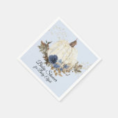 Dusty Blue Floral Gold Fall Pumpkin Baby Dusche Serviette (Ecke)