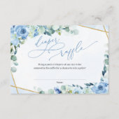 Dusty Blue Floral Gold Geometric Diaper Raffle Begleitkarte (Vorderseite)