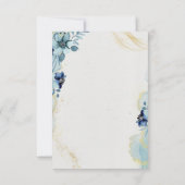 Dusty Blue Floral Gold Geometric Wedding Suite RSVP Karte (Rückseite)