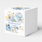 Dusty Blue Floral Gold Geschenkschachtel (Vorderseite)
