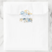 Dusty Blue Floral Gold Paare Dusche Quadratischer Aufkleber (Tasche)