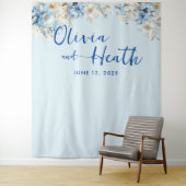 Dusty Blue Floral Gold Wandteppich (Beispiel)