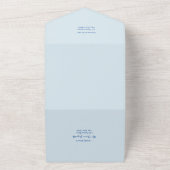 Dusty Blue Floral Gold Wedding All In One Einladung (Außenbereich)