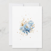 Dusty Blue Floral Gold Wedding Einladung (Rückseite)