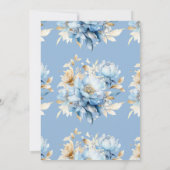 Dusty Blue Floral Gold Wedding Einladung (Rückseite)