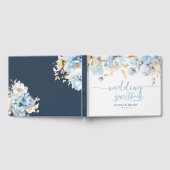 Dusty Blue Floral Gold Wedding Gästebuch (Voll)