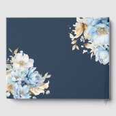 Dusty Blue Floral Gold Wedding Gästebuch (Rückseite)