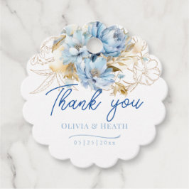Dusty Blue Floral Gold Wedding Geschenkanhänger