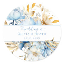 Dusty Blue Floral Gold Wedding