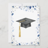 Dusty Blue Floral Graduation Party Invite Einladung (Rückseite)