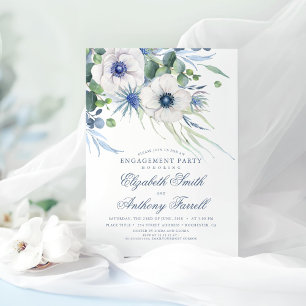Dusty Blue Floral Greenerenerity Engagement Party Einladung