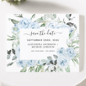 Dusty Blue Floral Greenerie Save the Date Invitati