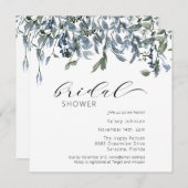 Dusty Blue Floral Greenerity Brautparty Einladung (Vorne/Hinten)