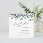 Dusty Blue Floral Greenerity Brautparty Einladung (Stehend Vorderseite)