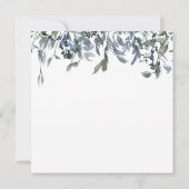 Dusty Blue Floral Greenerity Brautparty Einladung (Rückseite)