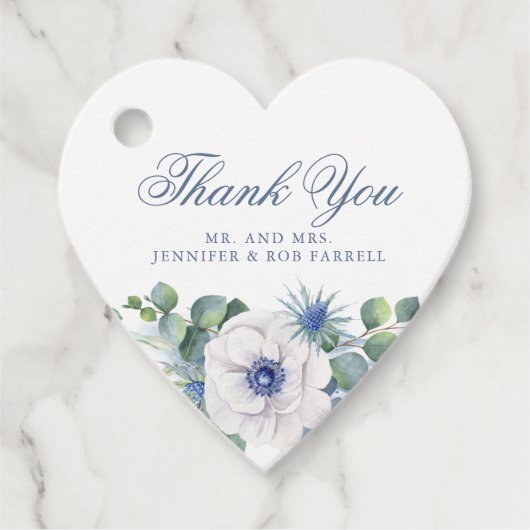 Dusty Blue Floral Greenerity Liebe Herzlich Willko Geschenkanhänger (Vorderseite)