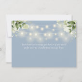 Dusty Blue Floral Greenerity String Lights Dankeskarte (Rückseite)