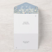 Dusty Blue Floral Greenerity String Lights Wedding All In One Einladung (Außenbereich)