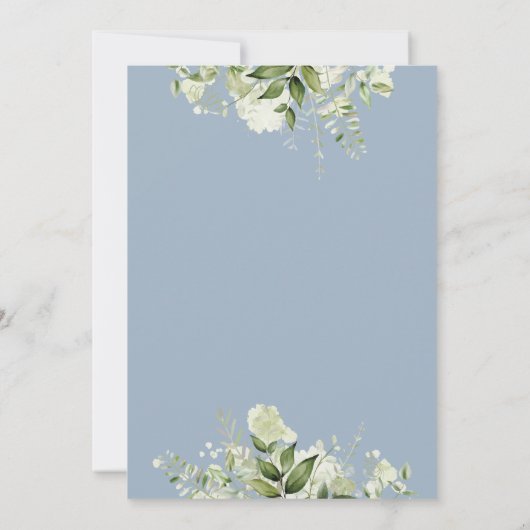 Dusty Blue Floral Greenerity String Lights Wedding Save The Date (Rückseite)