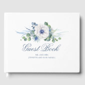 Dusty Blue Floral Greenerity Wedding Gästebuch (Vorderseite)