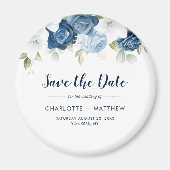 Dusty Blue Floral Greenerity Wedding Save the Date Magnet (Vorne)