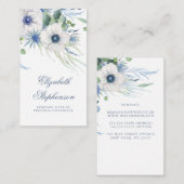Dusty Blue Floral Greenery Anemone und Eukalyptus Visitenkarte (Vorne/Hinten)