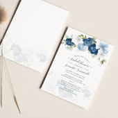 Dusty Blue Floral Greenery Blush Brautparty Einladung