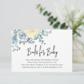 Dusty Blue Floral Greenery Books for Baby Begleitkarte (Stehend Vorderseite)