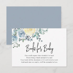 Dusty Blue Floral Greenery Books for Baby Begleitkarte