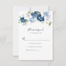 Dusty Blue Floral Greenery Botanische Schrift RSVP Karte