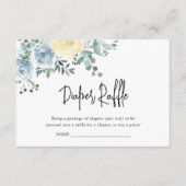 Dusty Blue Floral Greenery Boy Diaper Raffle Begleitkarte (Vorderseite)