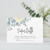 Dusty Blue Floral Greenery Boy Diaper Raffle Begleitkarte (Stehend Vorderseite)