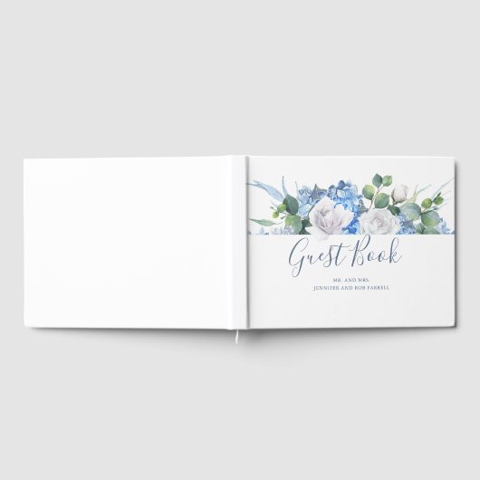 Dusty Blue Floral Greenery | Hydrangea Wedding Gästebuch (Voll)